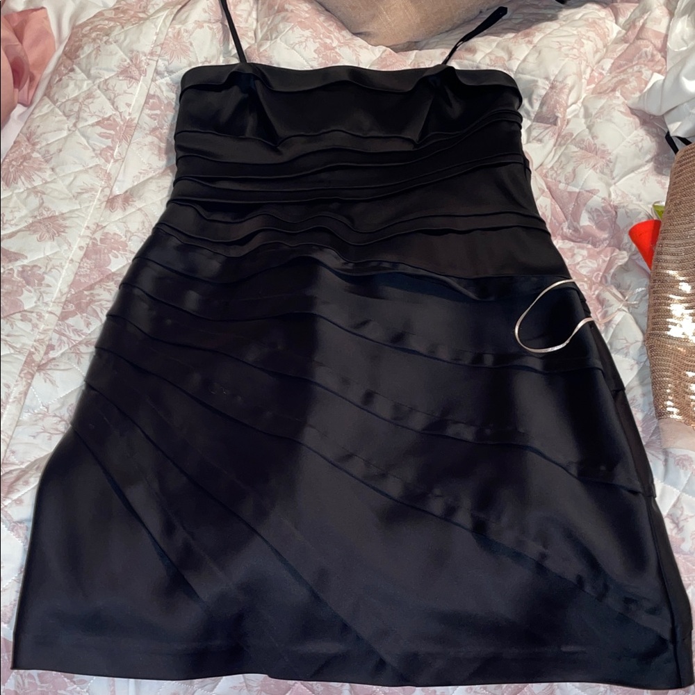 Gianni Bini Black Satin Mini Dress